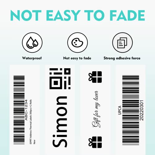 iDPRT Thermal Mailing Address Labels - 1.18"x3.54" (30mm90mm), 2 Rolls of 300pcs, Barcode Compatible With iDPRT, Rollo, DYMO, Zebra, Direct Thermal Sticker for QR Code, FBA - size: 1.18" × 3.54"(30mm×90mm)