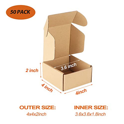 PHAREGE 50 Pack 4x4x2 inch Small Shipping Boxes, Brown Mailing Boxes - color: Brown, size: 4x4x2 inch 50 Pack
