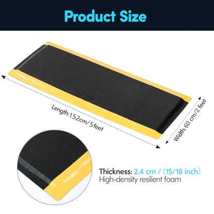 Anti Fatigue Mat 2x5 Ft 15/16" Thick Soft Sponge Ergonomic Mat - size: 59.9"L x 23.6"W x 0.9"Th
