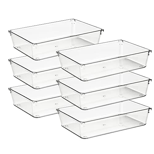 Ravinte 6 Pack Drawer Organizer, 6" x 9" Plastic Storage Bins - size: 6" x 9"