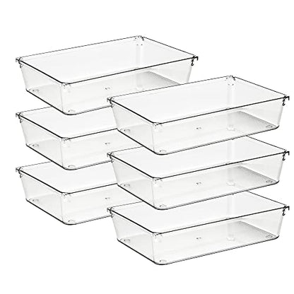 Ravinte 6 Pack Drawer Organizer, 6" x 9" Plastic Storage Bins - size: 6" x 9"