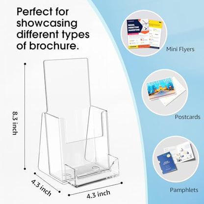MaxGear Acrylic Brochure Holder Flyer Display Stand 4 x 9 Inch, 6 Pack - size: 4"x9"-Card Slot Version