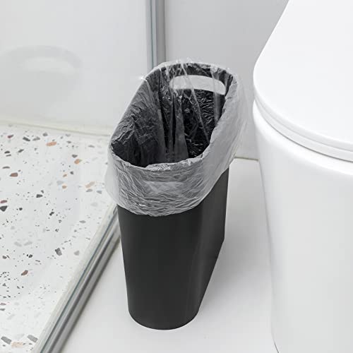 rejomiik Small Trash Can, 3.5 Gallon Slim Garbage Can Plastic Waste Basket with Handles Container Bin for Narrow Spaces Bathroom, Bedroom, Kitchen, Office at Home, Black - color: Black, size: 1 pack