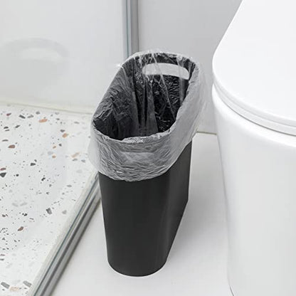 rejomiik Small Trash Can, 3.5 Gallon Slim Garbage Can Plastic Waste Basket with Handles Container Bin for Narrow Spaces Bathroom, Bedroom, Kitchen, Office at Home, Black - color: Black, size: 1 pack