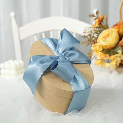Dusty Blue Satin Ribbon - 2 Inch French Blue Silk for Christmas Tree & Wedding Bouquet - 25 Yards - color: Dusty Blue
