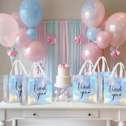 Sweetude 30 Thank You Non Woven Gift Bag, 11 x 12 x 5 Inch, Laser - color: Laser, size: 11 X 12 X 5 Inch