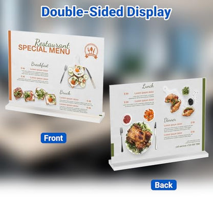 12 Pack Acrylic Sign Holder 11 x 8.5 Horizontal, Double-Sided Clear Sign Holder Plastic Stands for Display, T Shape Acrylic Table Sign Stands for Office Store Restaurants Wedding Party Decoration