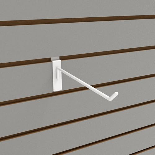 Econoco Slatwall Deluxe Hooks, 96 Pack, White, 8in - color: White, size: 8" Length