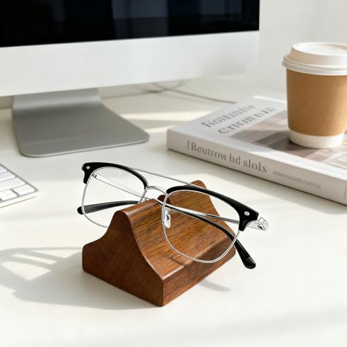 lotoo 2 Pcs Glasses Stand, Wood Eyeglasses Holder for Desk , Sunglasses Display Case for Home, Office, Desk, Countertop, Nightstand