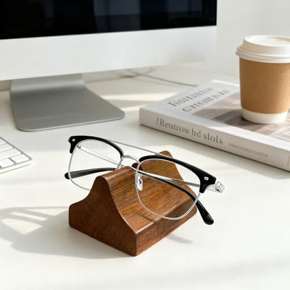 lotoo 2 Pcs Glasses Stand, Wood Eyeglasses Holder for Desk , Sunglasses Display Case for Home, Office, Desk, Countertop, Nightstand