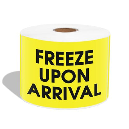 3" X 5" Freeze Upon Arrival Shipping Stickers (500 Labels, 1 Roll) - color: Yellow (Freeze Upon Arrival)