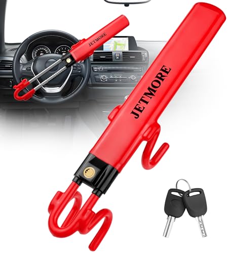 JETMORE Steering Wheel Lock Car Accessories for Men & Women Locks with Keys - color: Red
