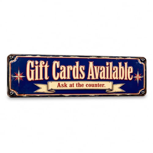 Gift Cards Available Vintage Enamel Business Sign - style: Gift Cards Available