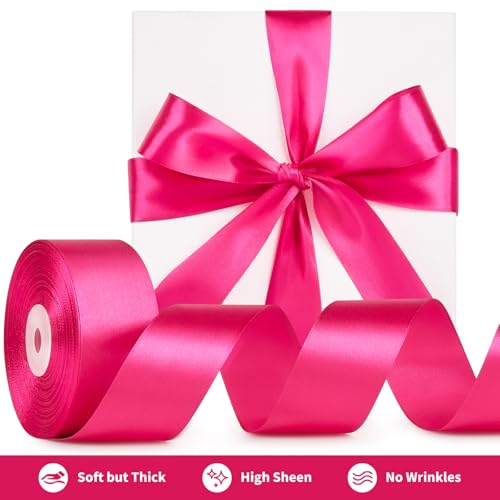 Mauproy Hot Pink Satin Ribbon, 1-1/2 Inch, 50 Yards - color: Hot Pink