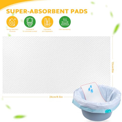OUMEE Scented 100 Count Absorbent Commode Pads for Bedside Commode Bucket - size: 9.5*5in-Lemon