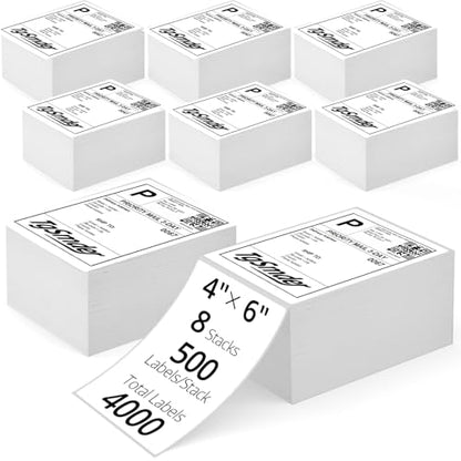 3-Proof 4" x 6" Fanfold Thermal Shipping Label, 8-Stack 4000 Labels - size: 4" x 6" - 8 Stacks ( 4000 labels ）