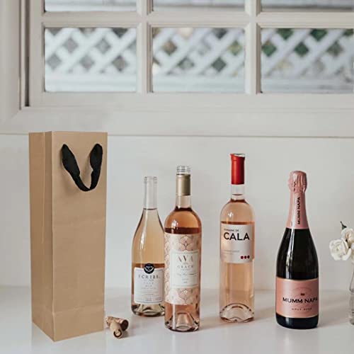 Aimyoo Brown Wine Bottle Gift Bags Bulk,10 Pack Kraft Paper Gift Bags with Handles 4x4x14 inch for Champagne Alcohol - color: Brown - 4x4x14 inch, size: 1 Count (Pack of 10)