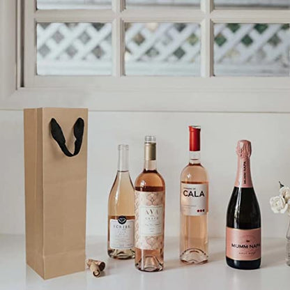 Aimyoo 20 Pack Brown Wine Bottle Bags Bulk 4x4x14 inch, Kraft Paper Gift Bags with Handles Champagne Alcohol Retail Bag - color: Brown - 4x4x14 inch, size: 20 count (4x4x14 inch)