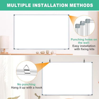 H-Qprobd 3' x 2' Whiteboard Dry Erase White Board for Wall 36x24 (2pcs) Magnetic Boards for Office Classroom & Home, Small Wall Whiteboard Including 6 Markers, 20 Magnets, 2 Erasers - size: 36"x24"(2pcs)