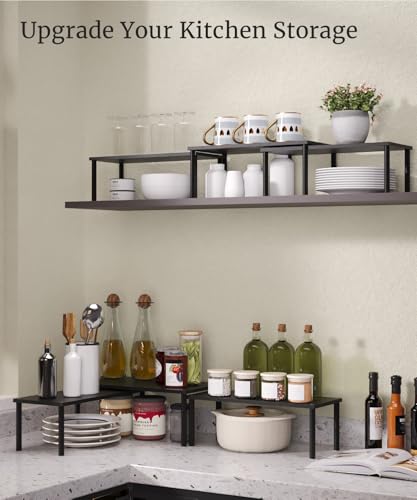 Set of 3 Bamboo Cabinet Organizer Shelf,Large(Black) - color: Black, size: Large