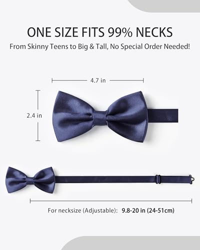 AWAYTR Bow Ties for Men - Pre-Tied Adjustable Tuxedo Style for Wedding - color: Dark Navy Blue