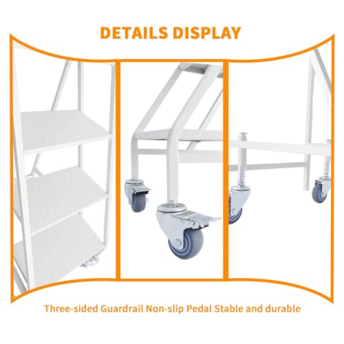 800 LBS Heavy Duty Steel 4 Step Ladder with Handrails for Warehouse
