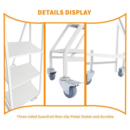 800 LBS Heavy Duty Steel 4 Step Ladder with Handrails for Warehouse
