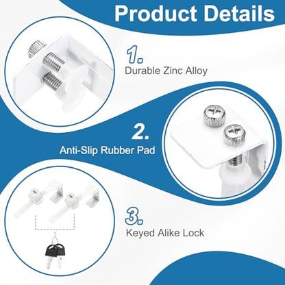 2.1" Luminous Sliding Glass Door Ratchet Lock Fit 1.57-1.97" White - color: White, size: 1 Inch
