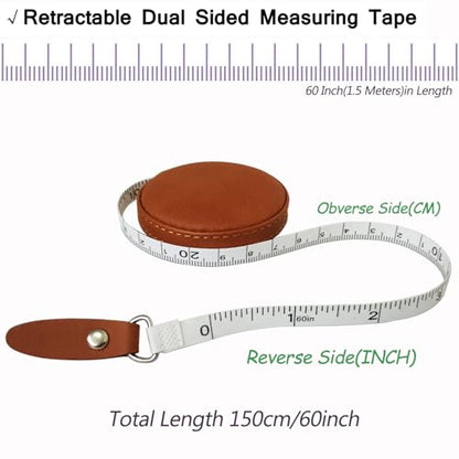 Tape Measure for Body Measuring Medical Body Cloth Tailor Craft Dieting Measuring Tape, 60 Inch/1.5 M Dual Sided Measuring Tape for Body Fabric Sewing（2 Pieces，Brown） - color: Brown 2 pack