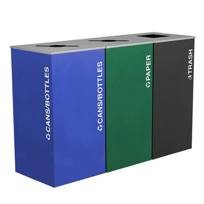 Kaleidoscope 24 Gallon Steel Commercial Trash and Recycling Bin | Color Coded for Each Trash and Recycling Stream | Customize Your Waste Station for Your Office, Lobby, School - color: Black Textured, style: Cans and Bottles