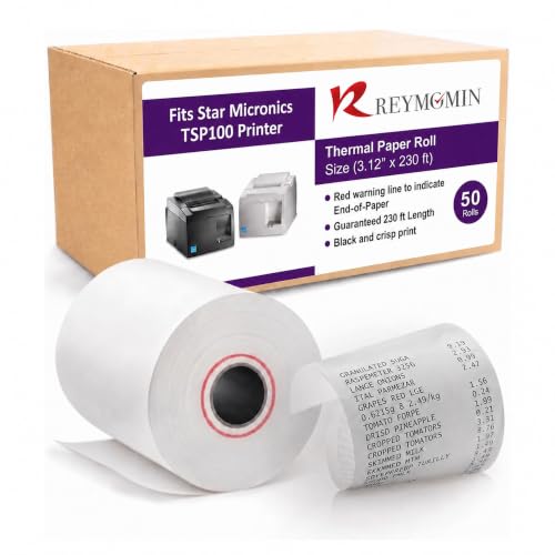 Thermal Paper Compatible with Star Micronics TSP100iii, TSP100-50 Rolls - size: 50 Rolls, style: Star Micronics