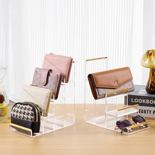 2 Pack Acrylic Wallet Display Stands, 4-Tier Purse Display Stands - size: 4 Tier (2 Pack)