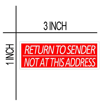 500 Pcs Return to Sender Not at This Address Stickers,3X1 Inches Adhesive Label Stickers for Small Business Envelop Box Cartons Shipping Sticker,Roll