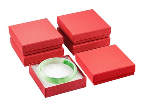 Magicool 20 Pack 3.5x3.5x1 Inch Red Cardboard Jewelry Boxes, Gift Boxes with Lids and Cotton, Perfect for DIY, Wedding, Engagement, Mother's Day, Birthday - color: Red, size: 3.5x3.5x1 Inch (Pack of 20)