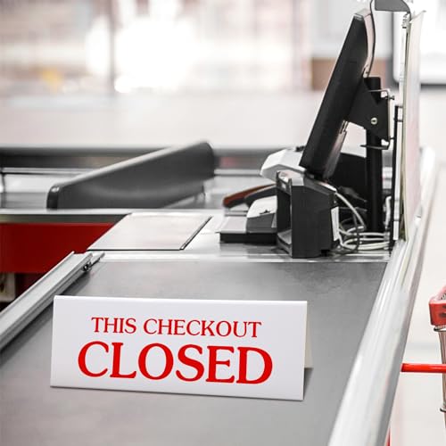 GlikCeil 3 Pcs Checkout Closed Desk Sign 11 x 4 Inch Engraved Acrylic Tabletop Retail Counter Checkout Sign Double Sided for Offices, Shops, Banks, Stores, Dmv, Retail Business, Red White