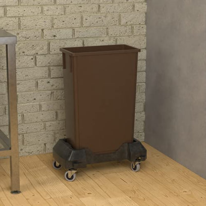 23 Gallon Brown Slim Jim Trash Can with Dolly - color: Brown, size: With Wheels, style: No Lid