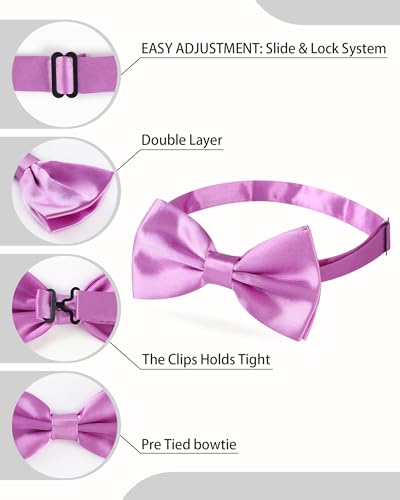 AWAYTR Bow Ties for Men - Pre-Tied Adjustable Tuxedo Style for Wedding - color: Light Purple