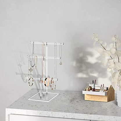 3-Tier Acrylic Jewelry Stand for Necklace Bracelet Tabletop Display