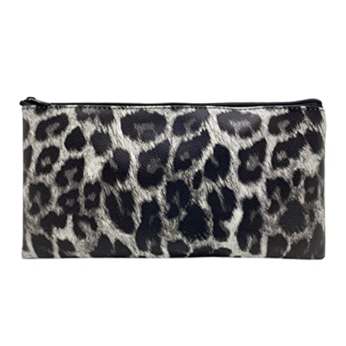 Zippered Security Bank Deposit Bag, PU Leather Cash and Coin Utility Pouch Bank Envelopes with Zipper (Black leopard) - color: Black leopard