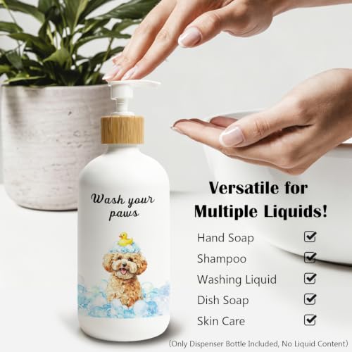 Poodle Lover Gifts Glass Soap Dispenser with Pump - color: Poodle 02
