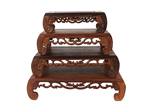 Chinese Wooden Base Handmade Rosewood Carved Craft Pedestal - size: 11.0x5.5x3.0 in
