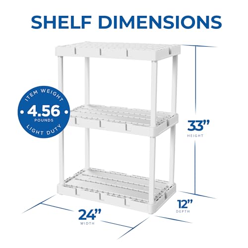 Gracious Living Knect-A-Shelf 3 Shelf Solid Light Duty Storage Unit, White - color: 3 Shelf - White, size: 1 Pack