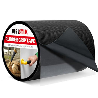 WELSTIK Rubber Grip Tape, Ultra Strong Sweat Absorbent Anti Slip Tape with Textured Adhesive for DIY Tools & Gadgets (Black, 6In x 16.4Ft) - size: 6inch*16.4ft