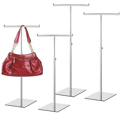 Leinuosen 4 Pcs Tabletop Purse Display Stand Metal T Bar Display - color: Silver