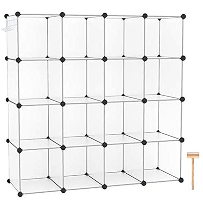 C&AHOME 16 Cube Storage Organizer Cube Shelves Units Storage Cubes, White - color: Transparent White
