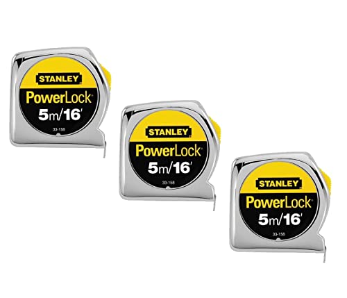 Stanley 33-158 Measuring Tape, 16 Ft L Blade, 3/4 Inch, 3 Pack - size: 4.88 m