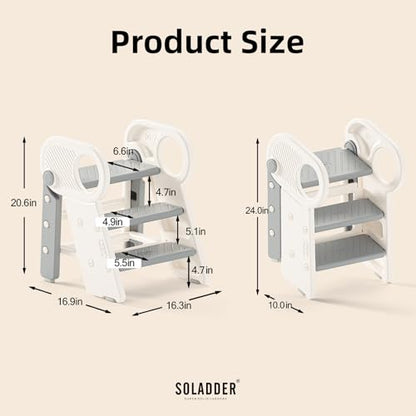 Soladder Foldable Toddler Step Stool for Bathroom Sink,Gray - color: Gray