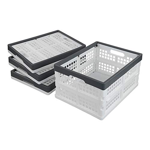 Teyyvn 4-Pack Collapsible Milk Crates, 15L Plastic Stackable Storage Bins - size: 15 L, style: collapsible crate