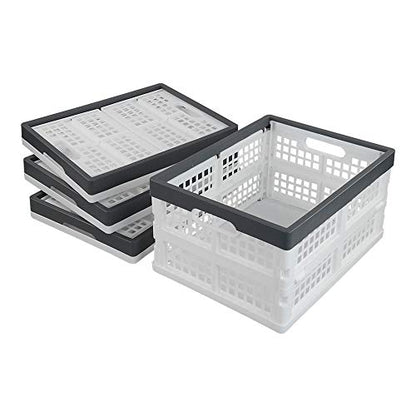 Teyyvn 4-Pack Collapsible Milk Crates, 15L Plastic Stackable Storage Bins - size: 15 L, style: collapsible crate