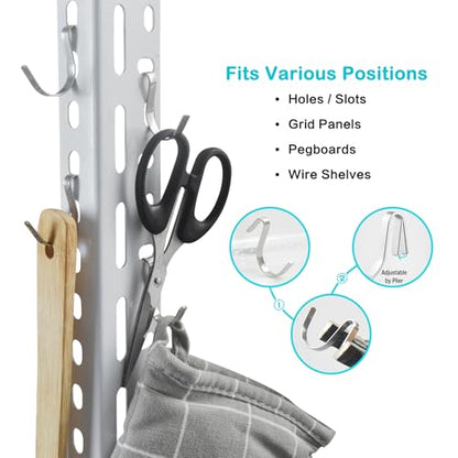 Pegboard J Hooks Silver 40pcs Peg Board Metal Tool Hangers for Garage Craft - style: 40pcs Silver J Hooks